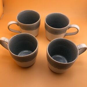 Elegant Gray Ceramic Mugs Set of 4, 14oz